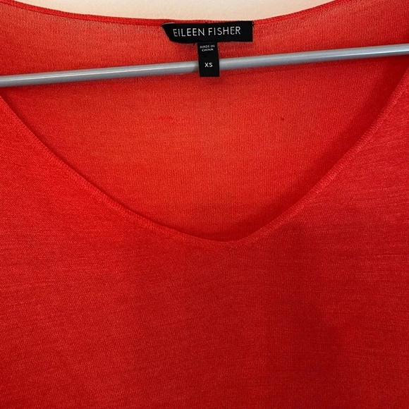 Eileen Fisher Orange Silk Tussah Links Pullover - Picture 2 of 6